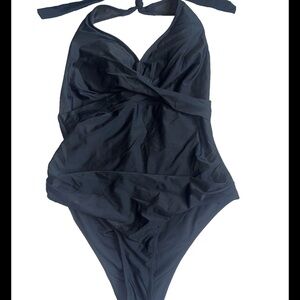 1-piece tummy control Halter tie Swimsuit  black plus size XXL 2XL NWOT